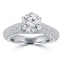 2.00 ct Ladies Round Cut Diamond Engagement Ring in 14 kt White Gold Pave Set